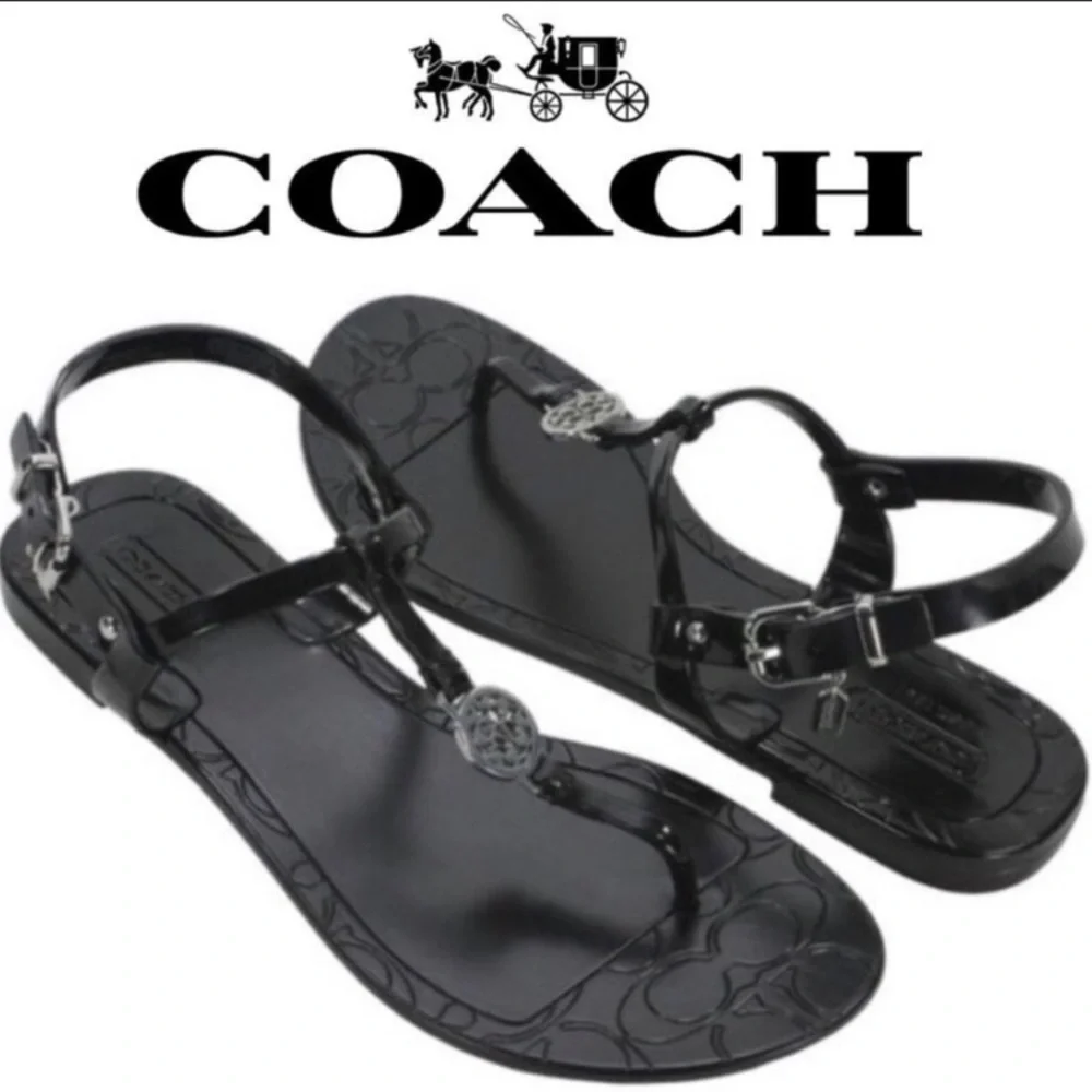 Coach Pansy Black Jelly Sandals Size 9B